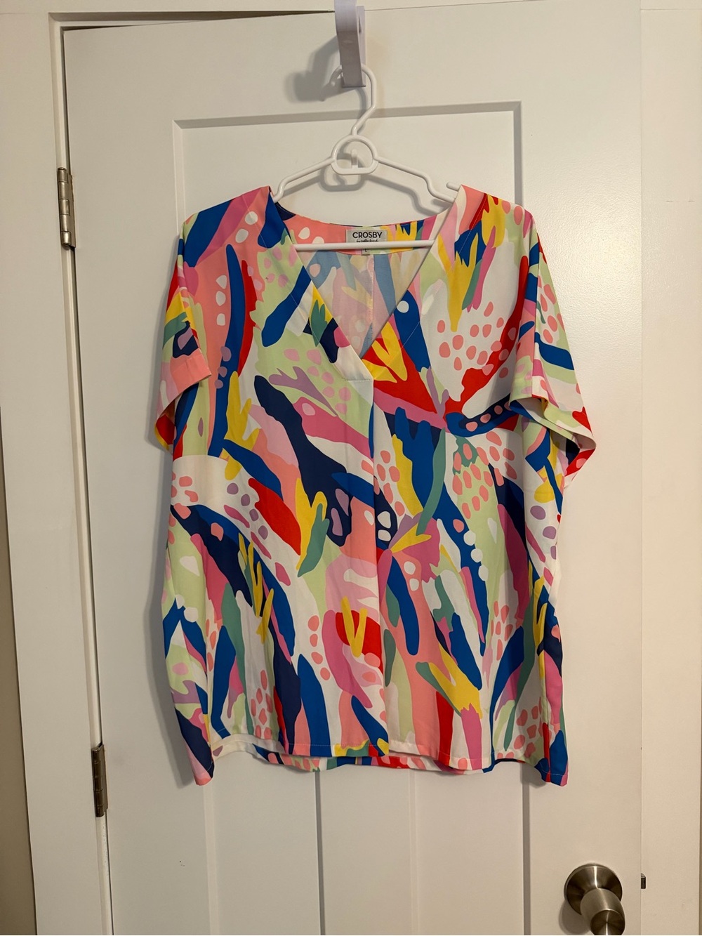 crosby. Bright Multicolor V-Neck Abstract Print Tunic